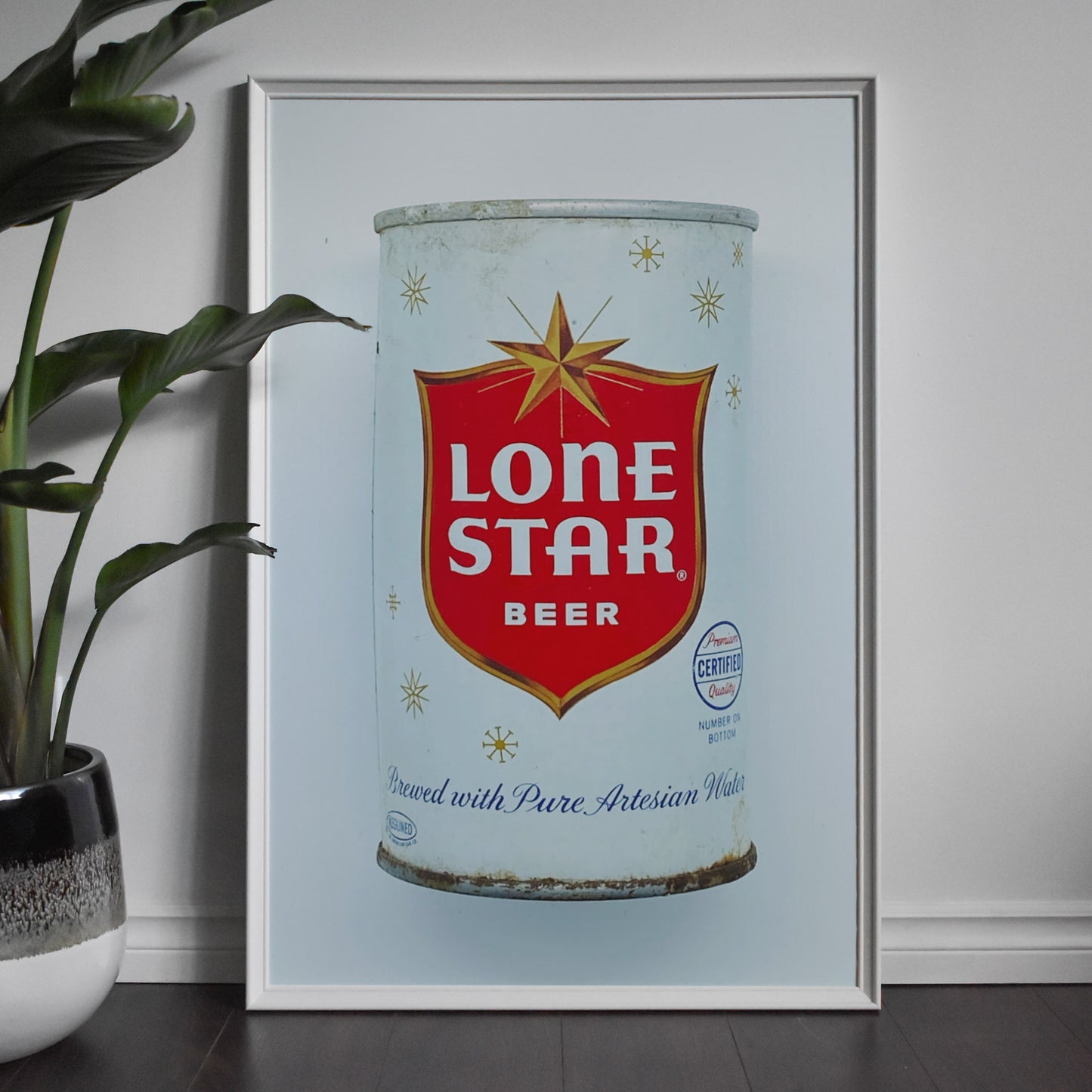 Vintage Lone Star Shield Beer Can Photography Print - Tejas Country Club