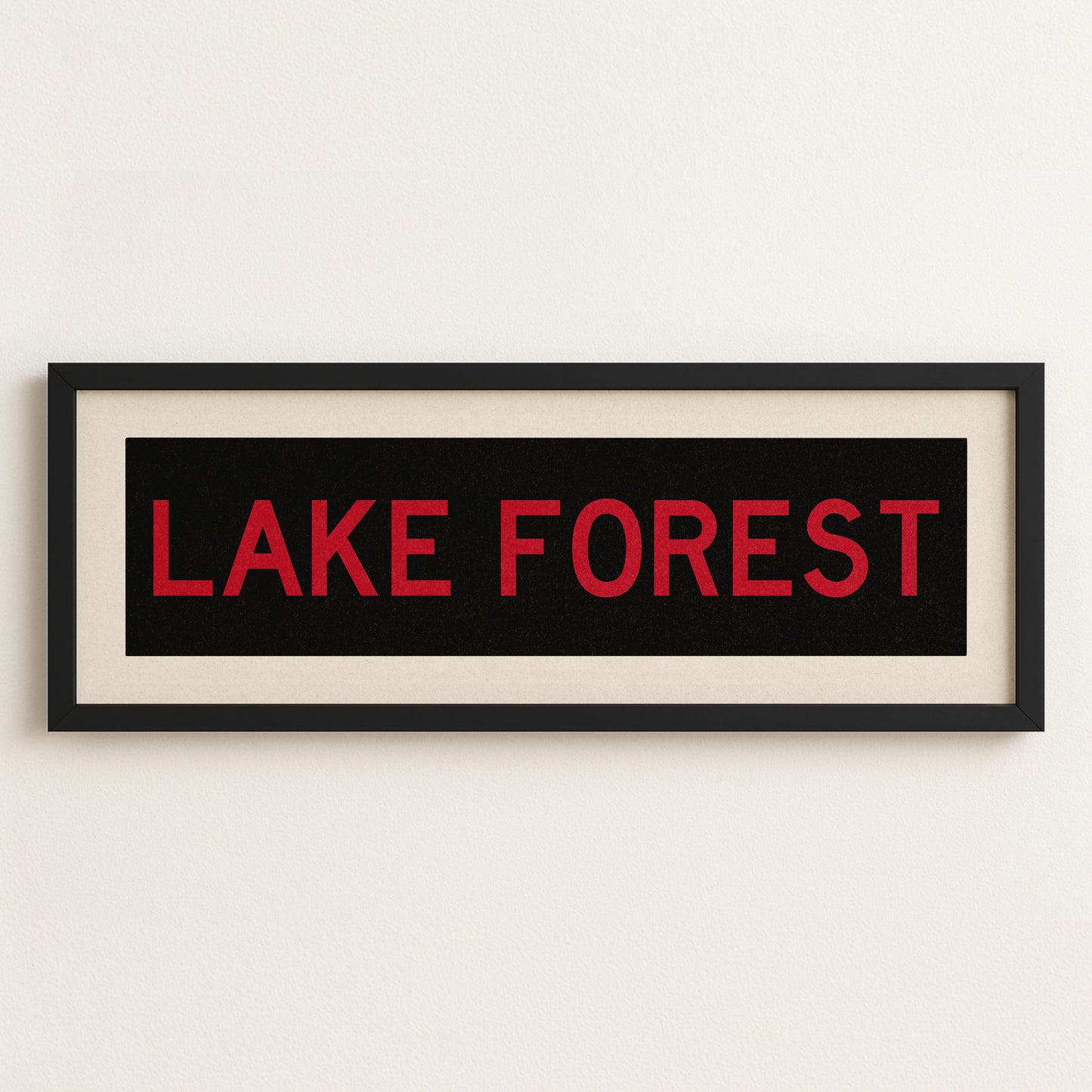 Framed Lake Forest Red and Black Bus Scroll