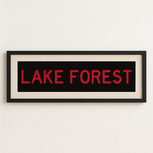 Framed Lake Forest Red and Black Bus Scroll