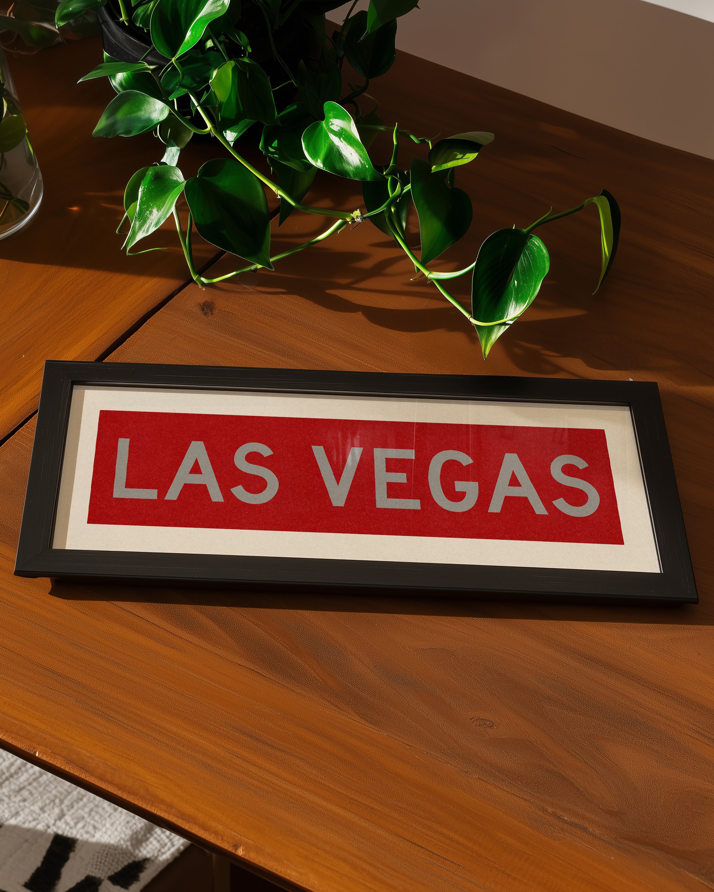 Framed Las Vegas Red and Silver Bus Scroll - Tejas Country Club