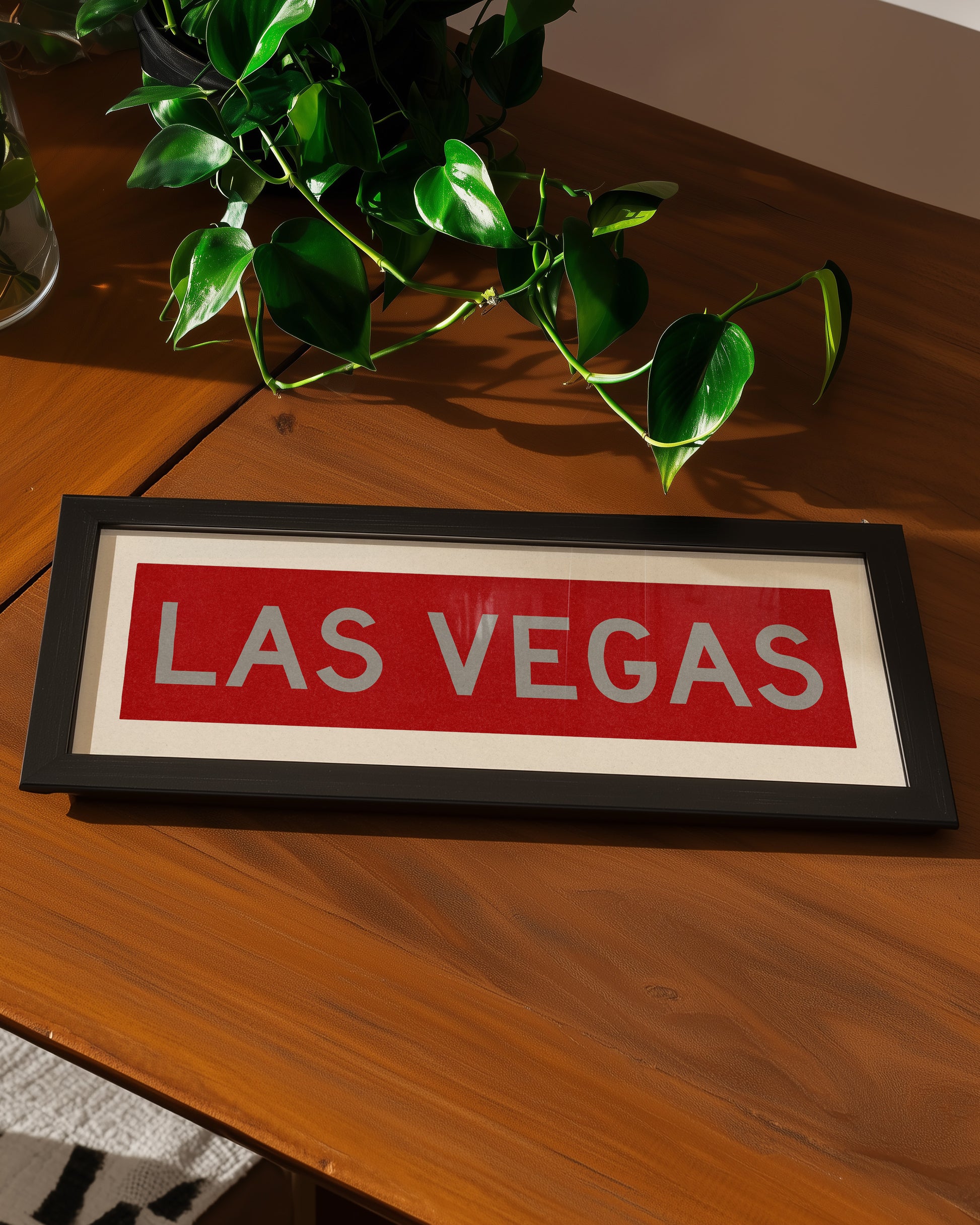 Framed Las Vegas Red and Silver Bus Scroll - Tejas Country Club