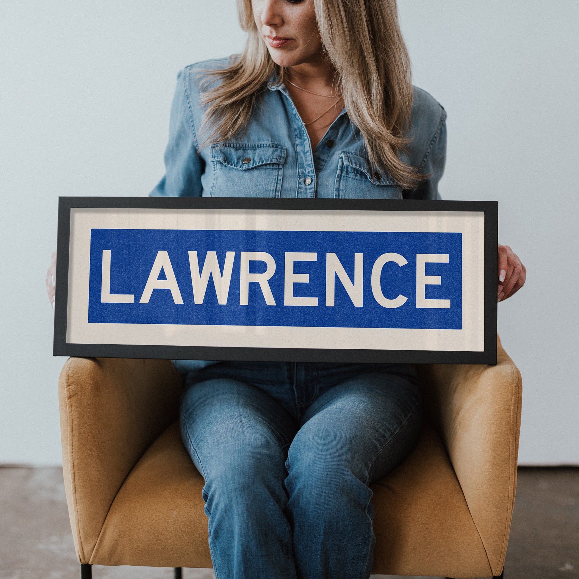 Framed Lawrence Blue Bus Scroll - Tejas Country Club