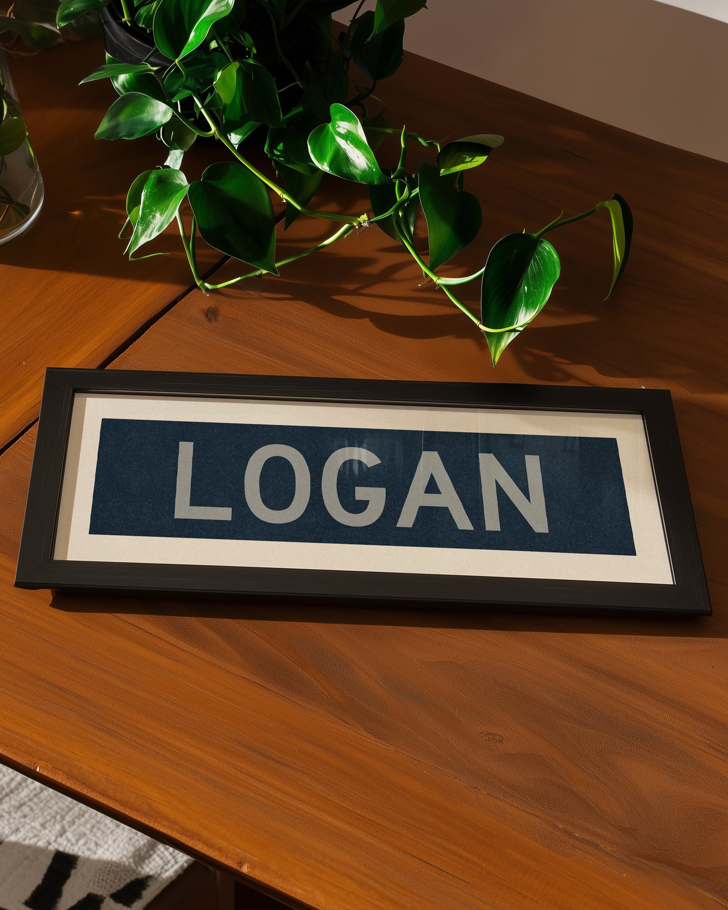 Framed Logan Navy and Gray Bus Scroll - Tejas Country Club