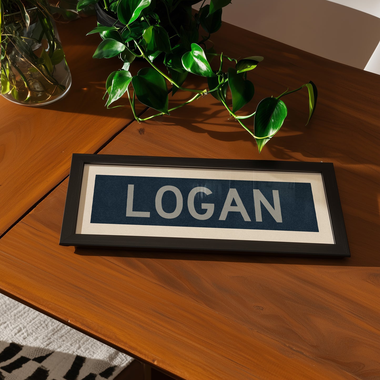 Framed Logan Navy and Gray Bus Scroll - Tejas Country Club