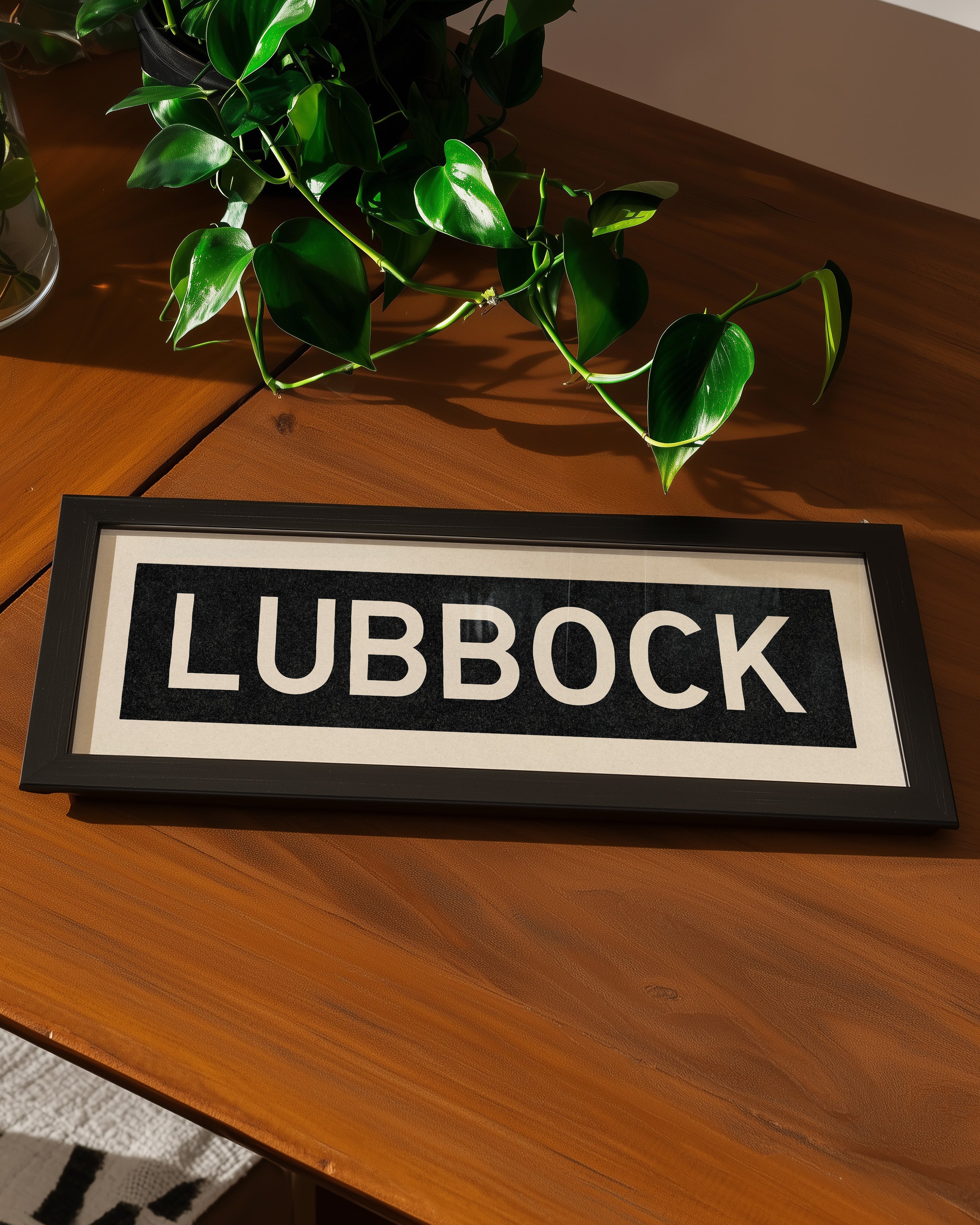 Framed Lubbock Bus Scroll Sign - Tejas Country Club
