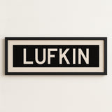 Framed Lufkin Bus Scroll Sign