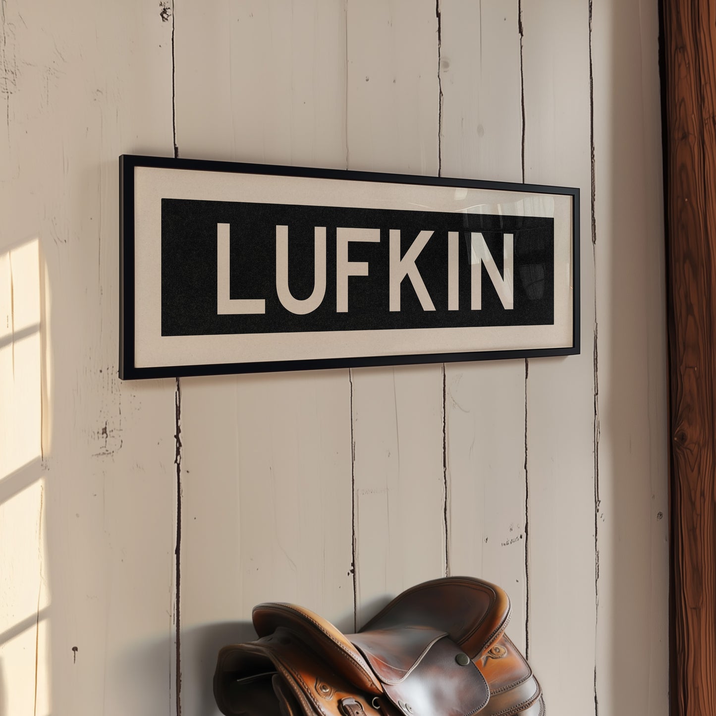 Framed Lufkin Bus Scroll Sign