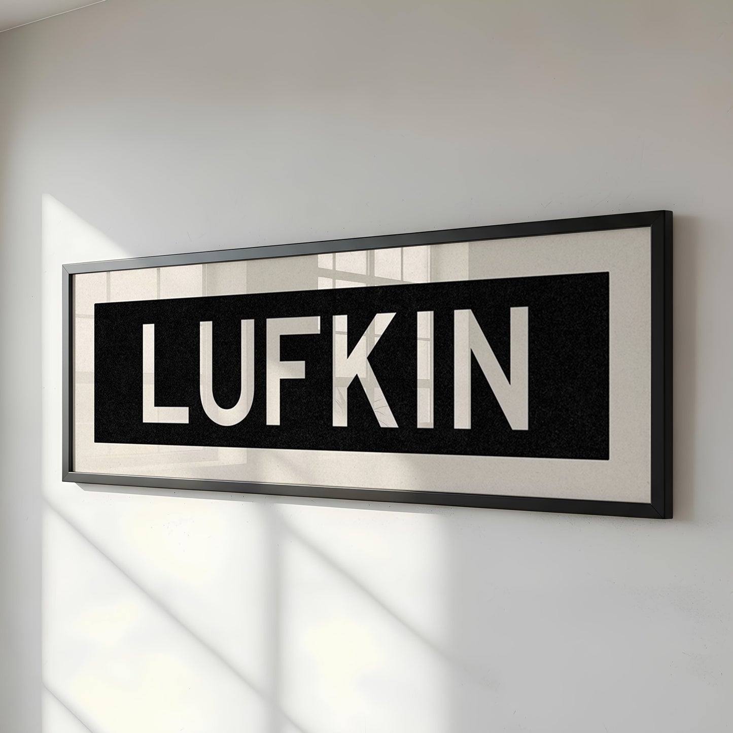 Framed Lufkin Bus Scroll Sign