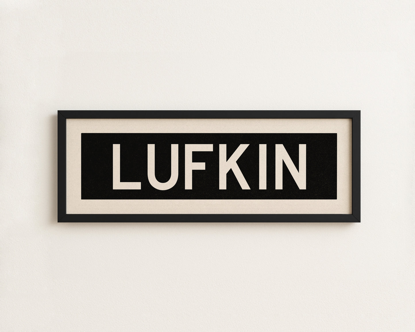 Framed Lufkin Bus Scroll Sign