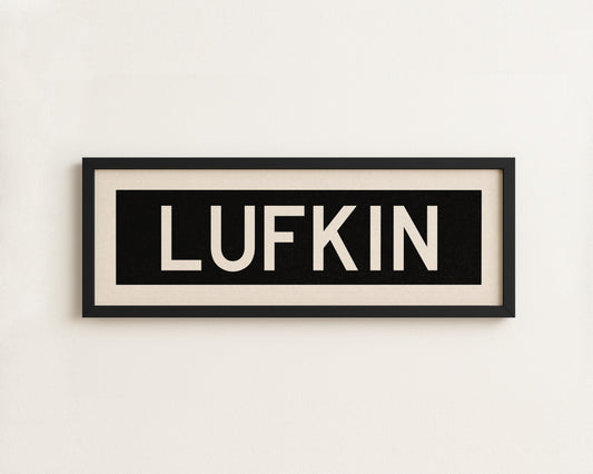 Framed Lufkin Bus Scroll Sign
