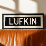 Framed Lufkin Bus Scroll Sign