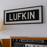 Framed Lufkin Bus Scroll Sign