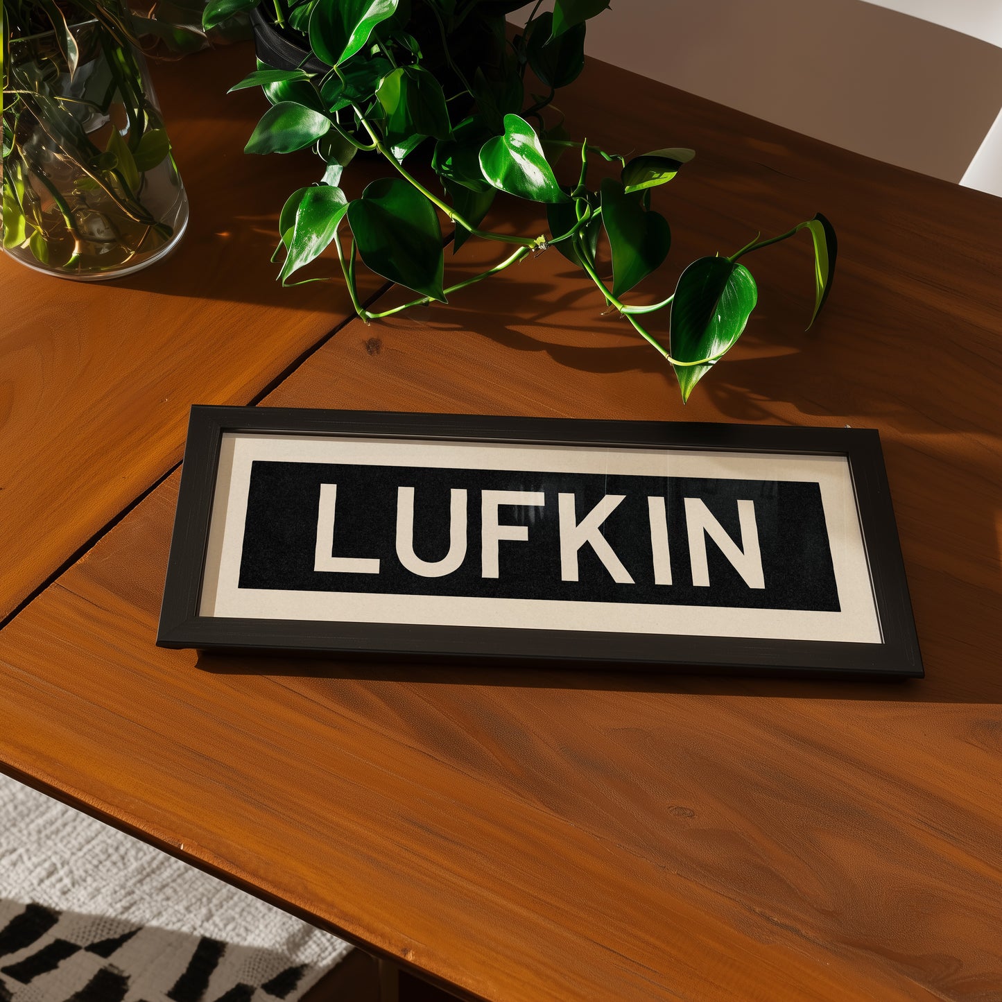 Framed Lufkin Bus Scroll Sign