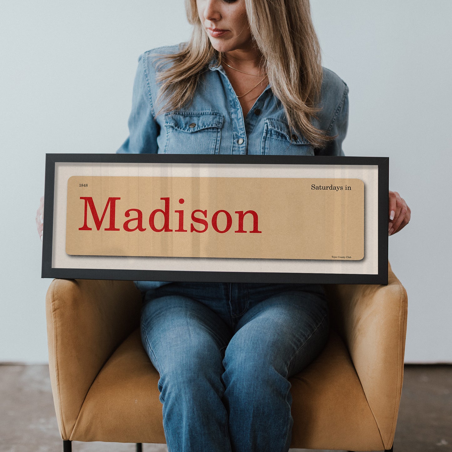 Saturdays in Madison, Wisconsin Vintage Flash Card Framed Print - Tejas Country Club