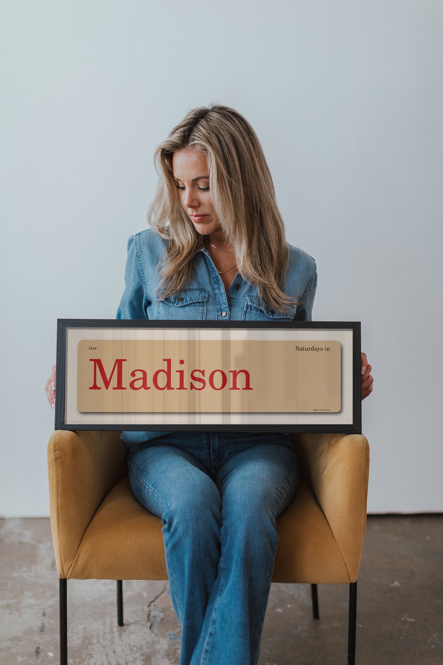 Saturdays in Madison, Wisconsin Vintage Flash Card Framed Print - Tejas Country Club