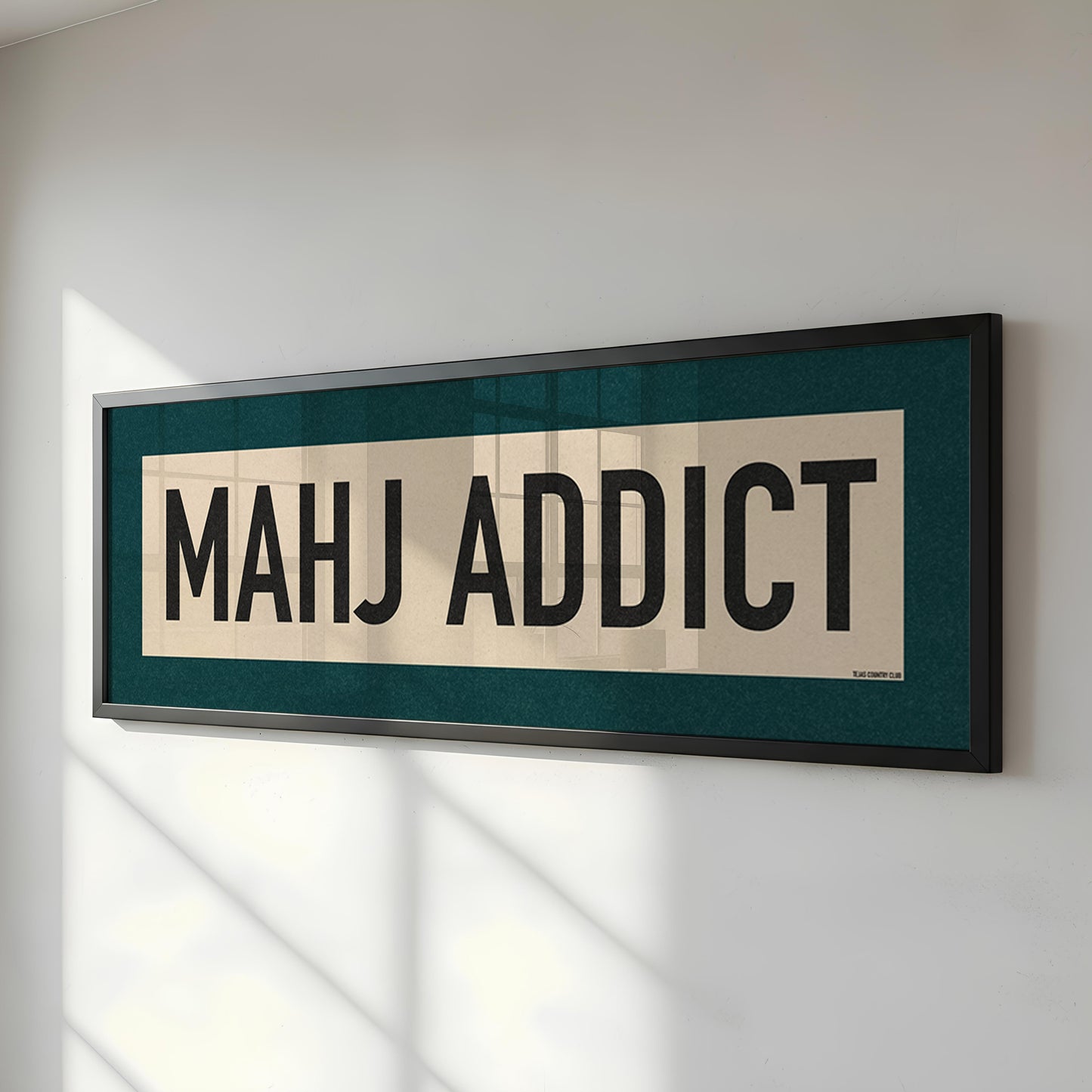 Framed Mahj Addict Mahjong Art Scroll Sign