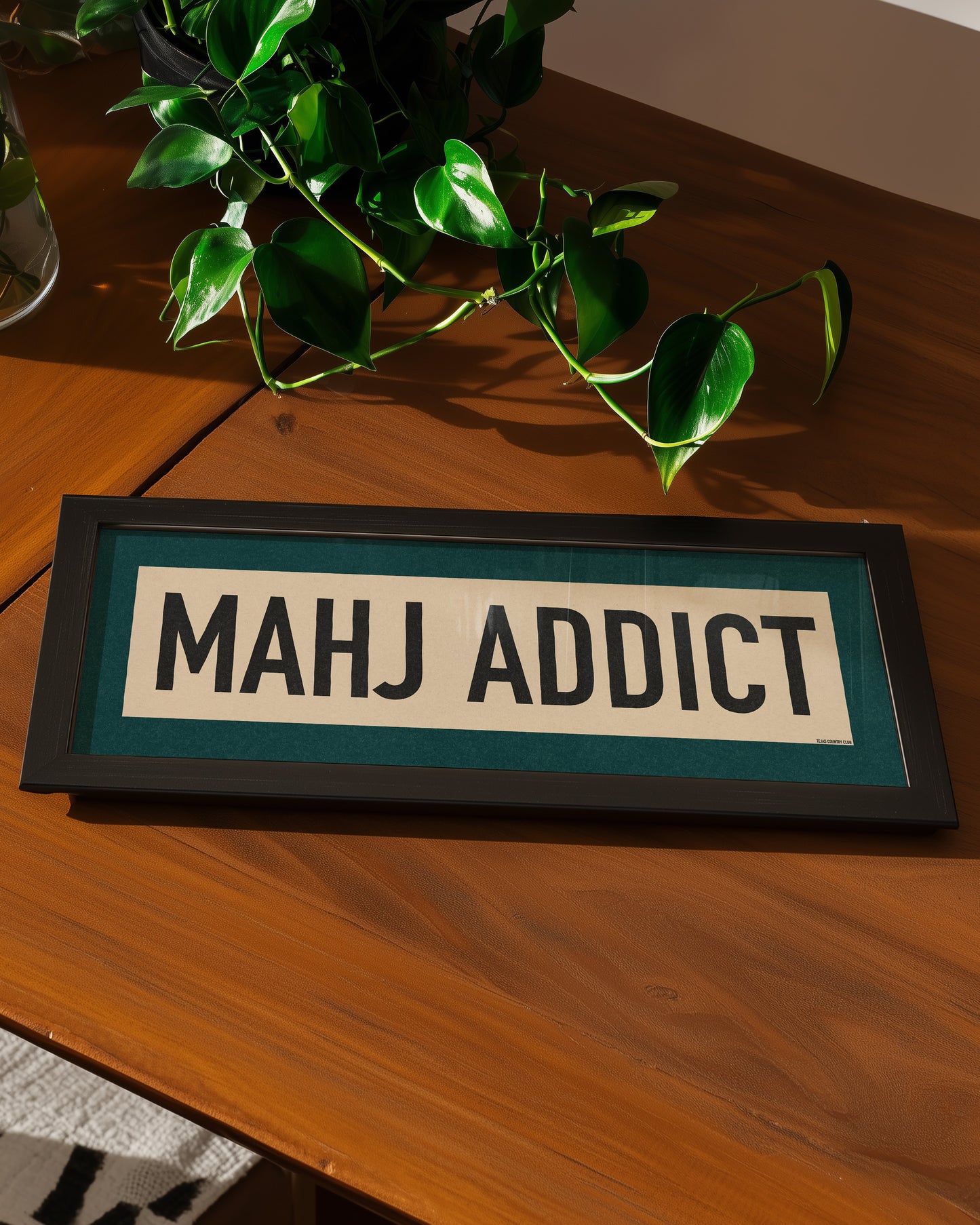 Framed Mahj Addict Mahjong Art Scroll Sign