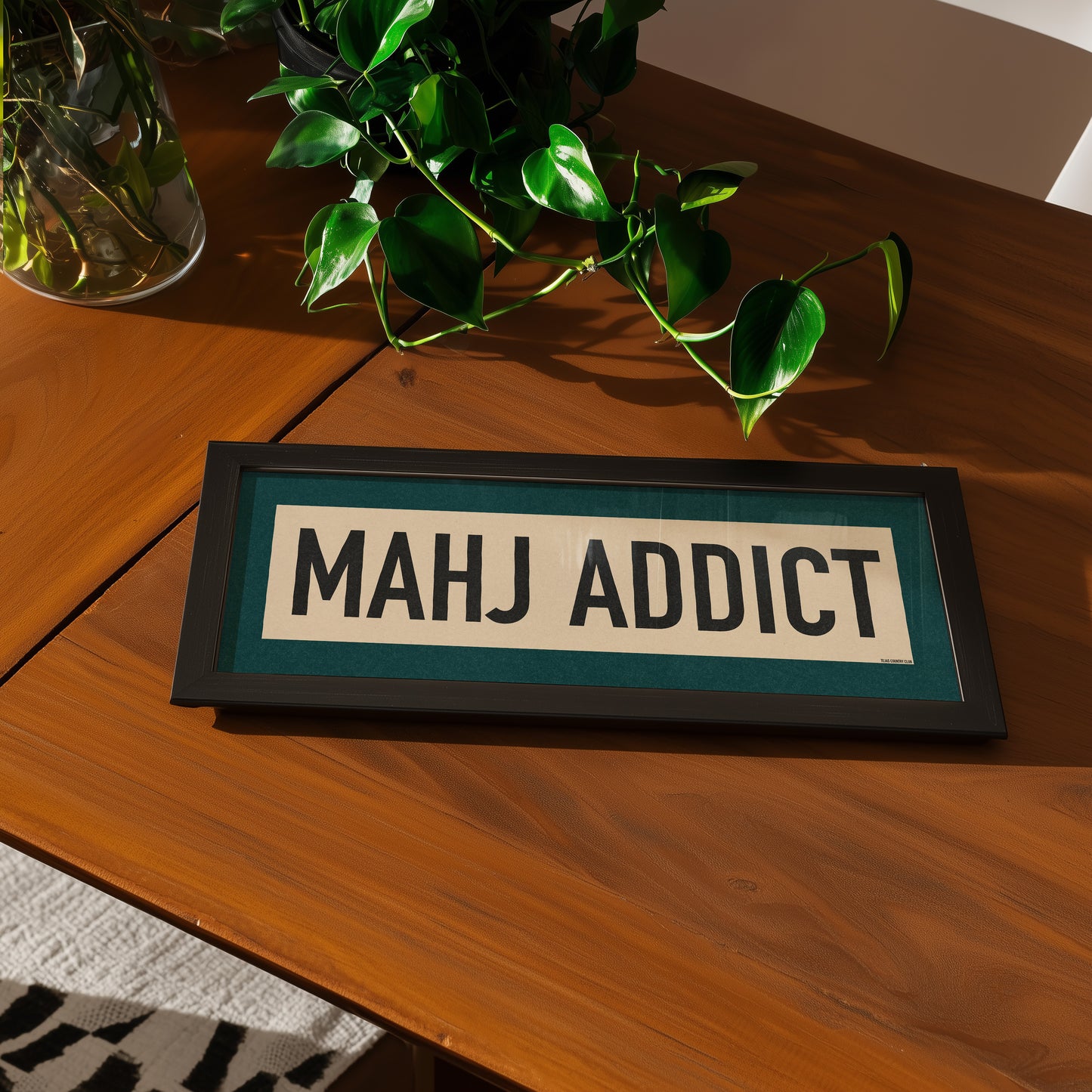 Framed Mahj Addict Mahjong Art Scroll Sign