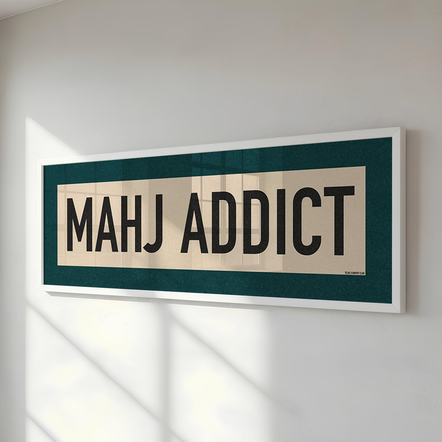 Framed Mahj Addict Mahjong Art Scroll Sign