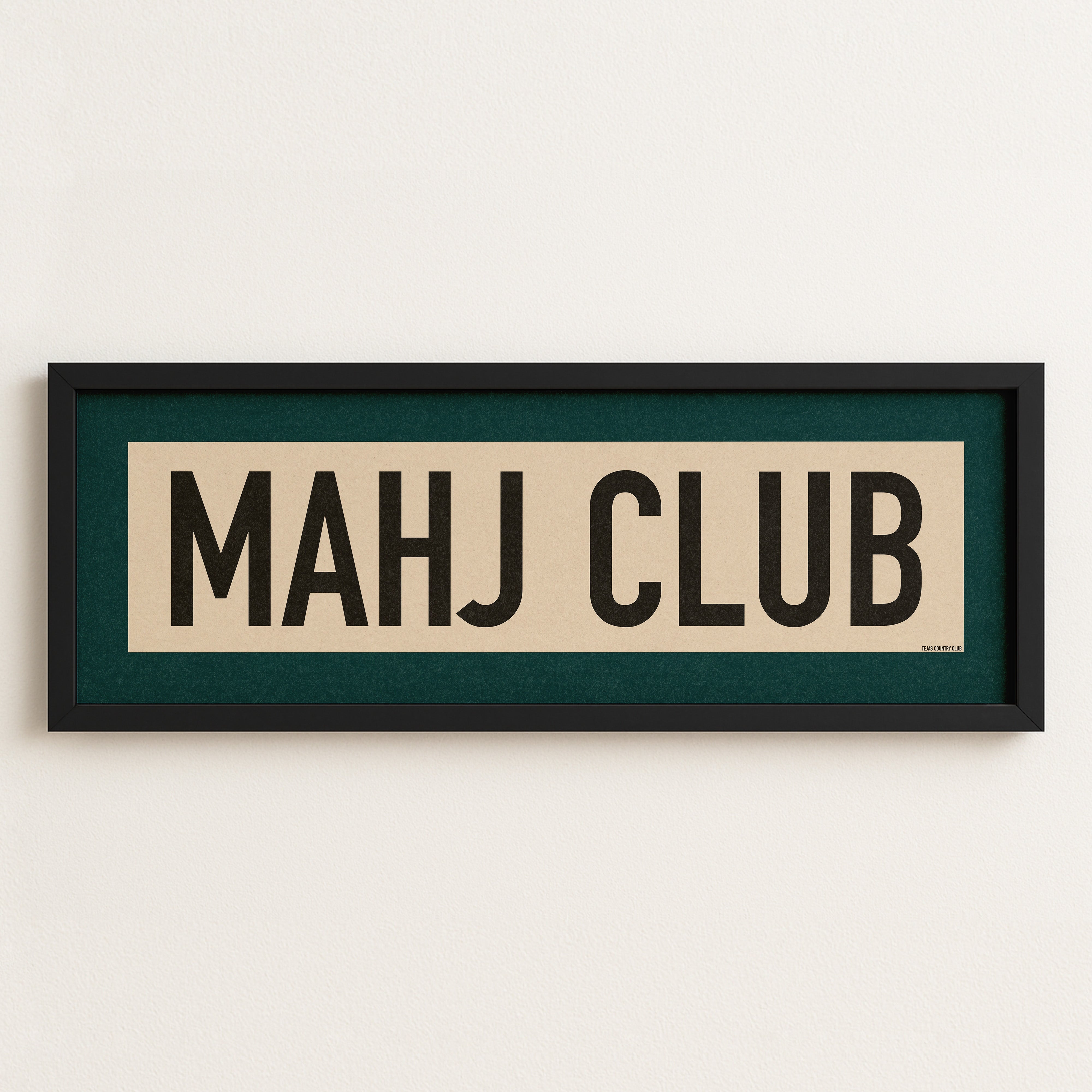 Framed Mahj Club Mahjong Art Scroll Sign - Tejas Country Club