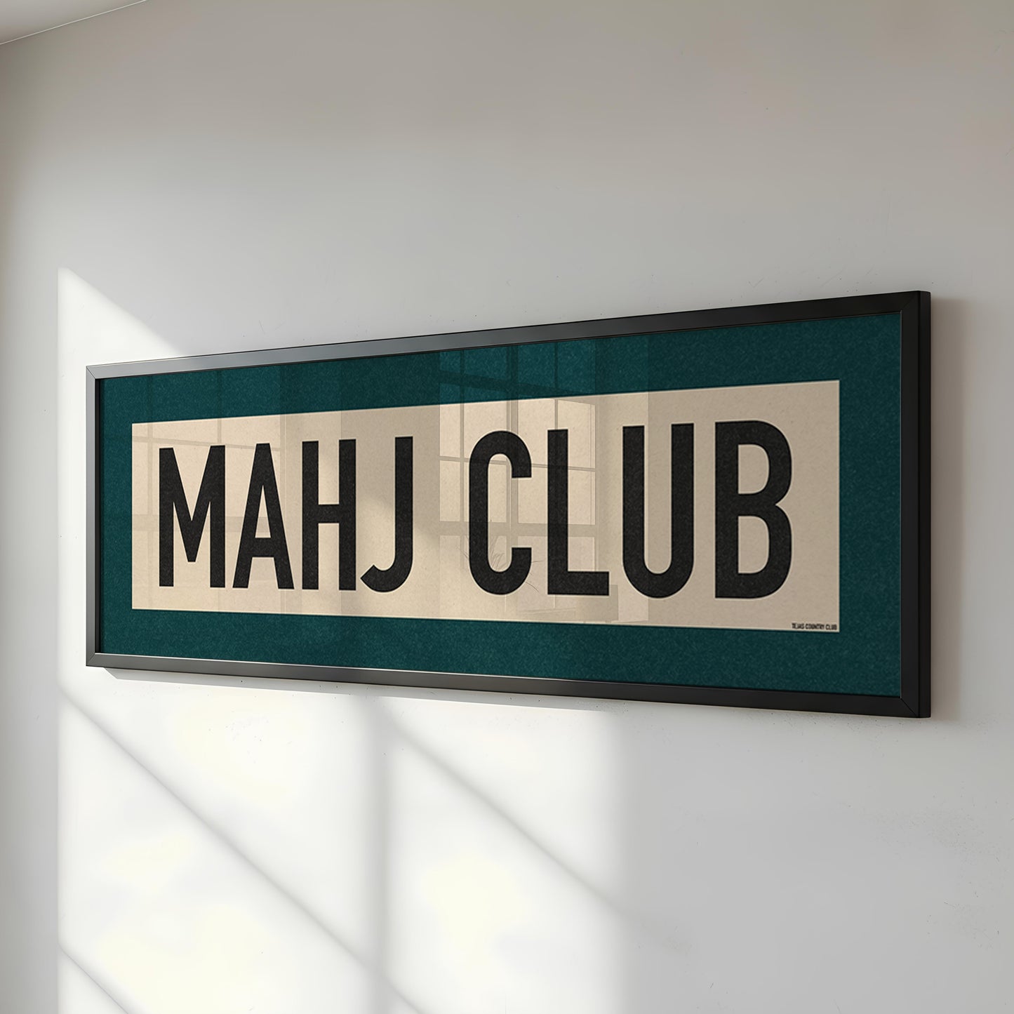 Framed Mahj Club Mahjong Art Scroll Sign