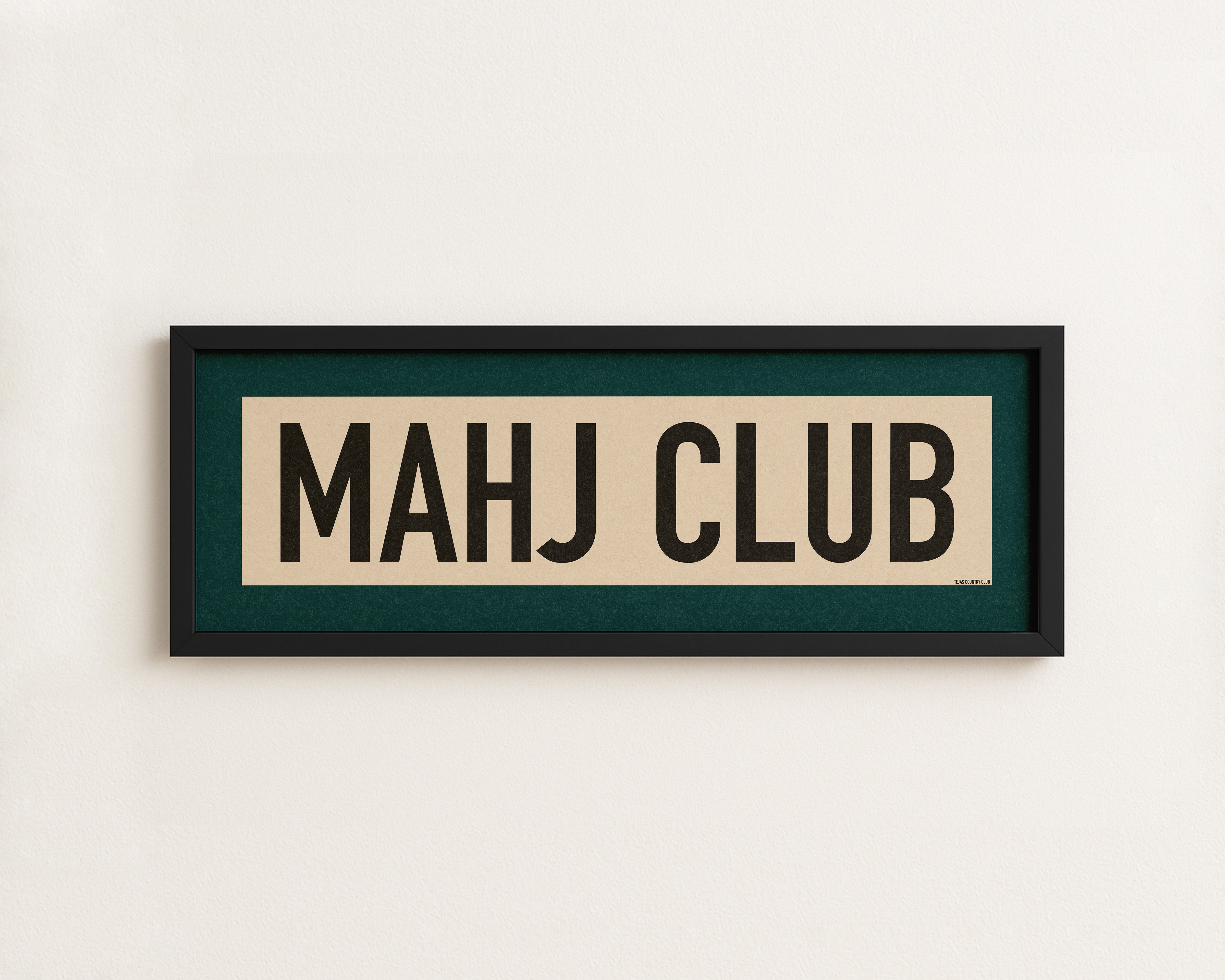 Framed Mahj Club Mahjong Art Scroll Sign - Tejas Country Club