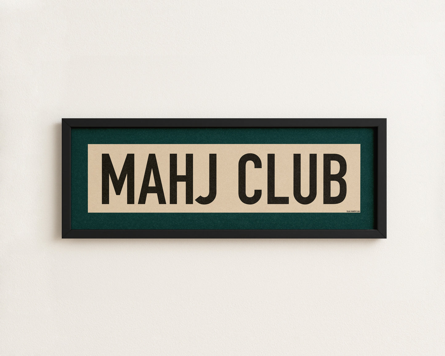 Framed Mahj Club Mahjong Art Scroll Sign