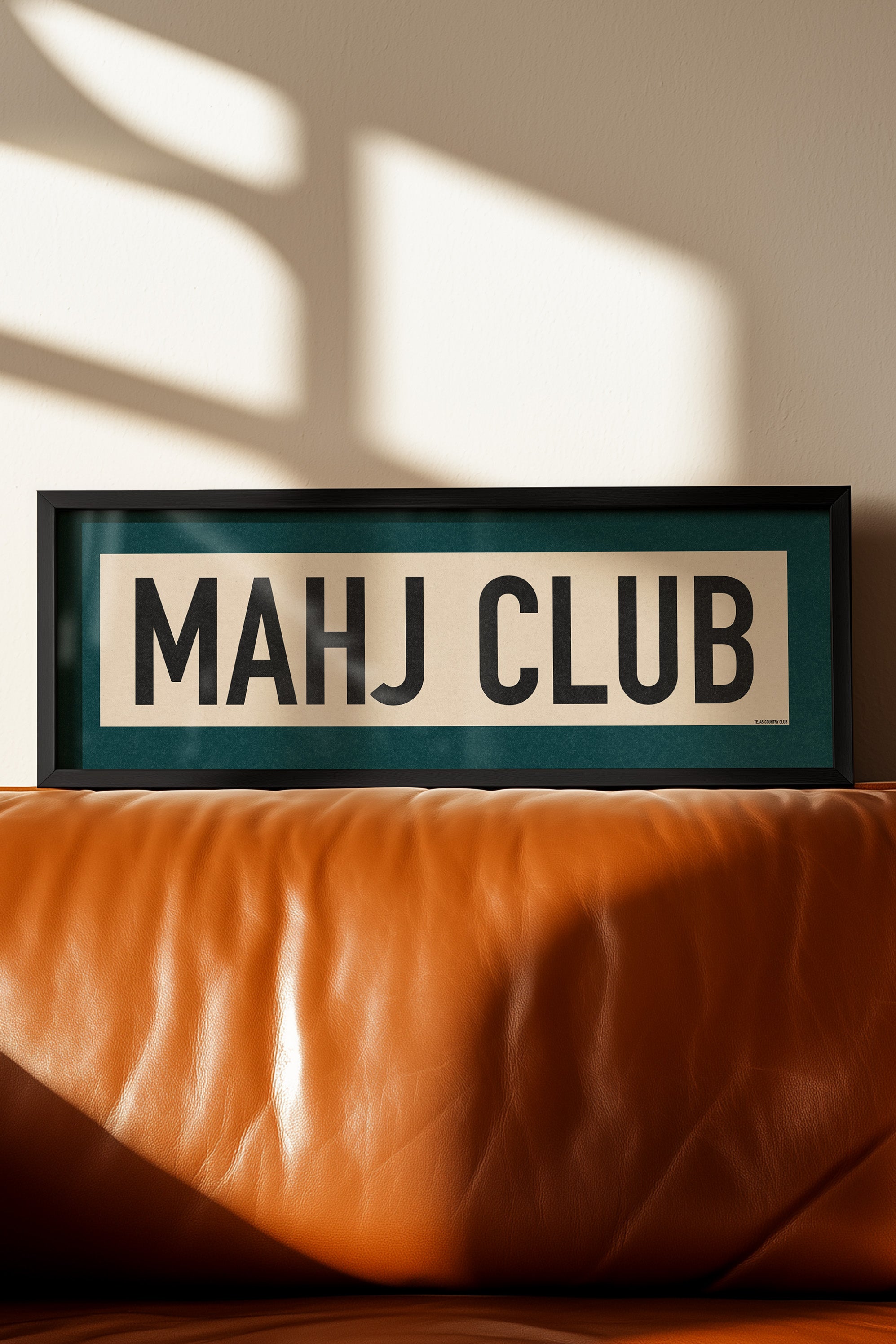 Framed Mahj Club Mahjong Art Scroll Sign - Tejas Country Club