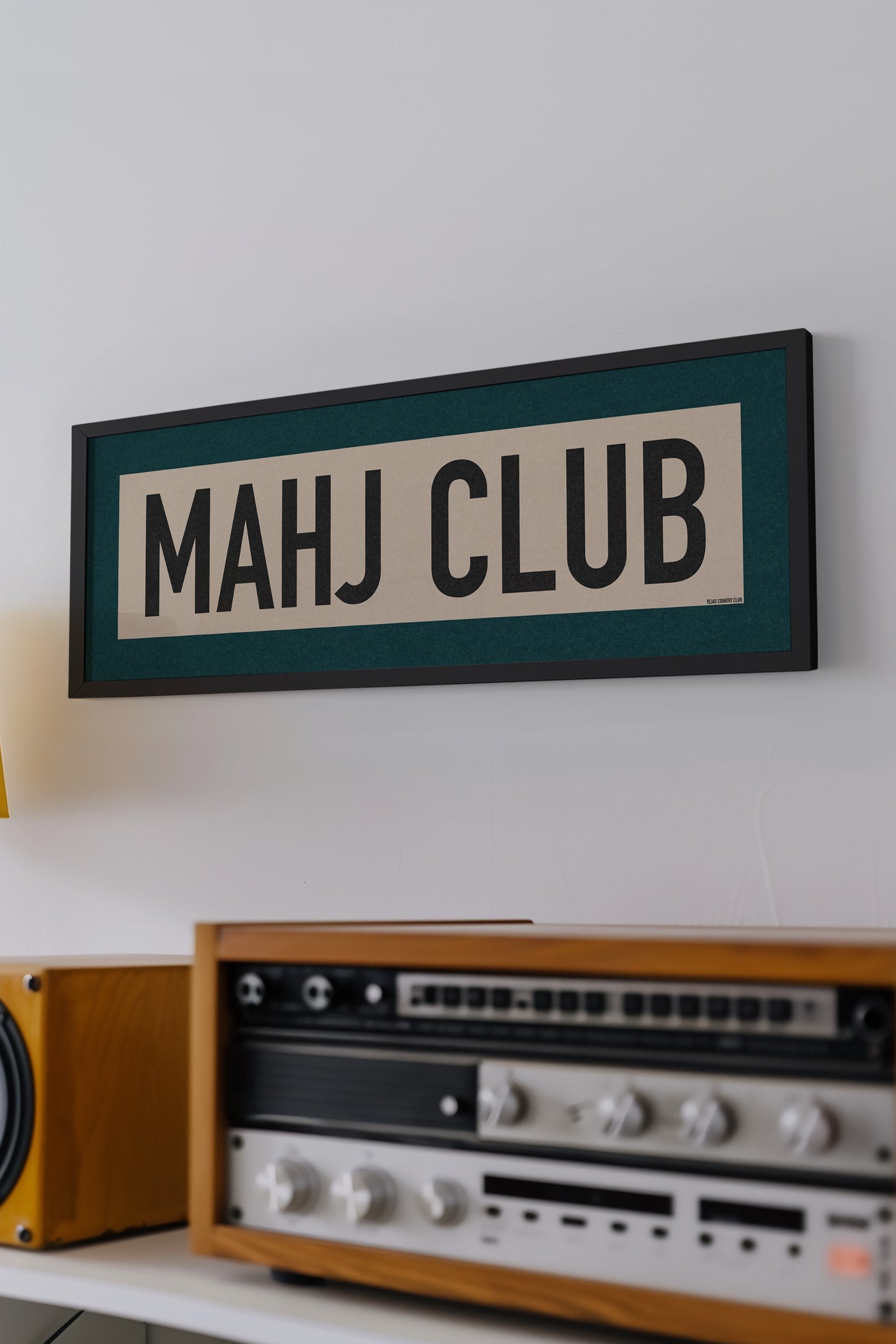 Framed Mahj Club Mahjong Art Scroll Sign