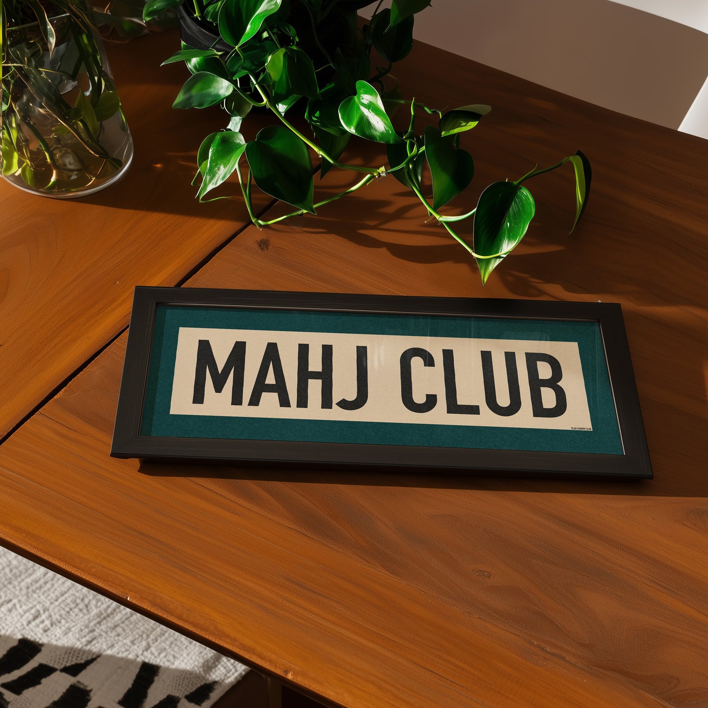 Framed Mahj Club Mahjong Art Scroll Sign