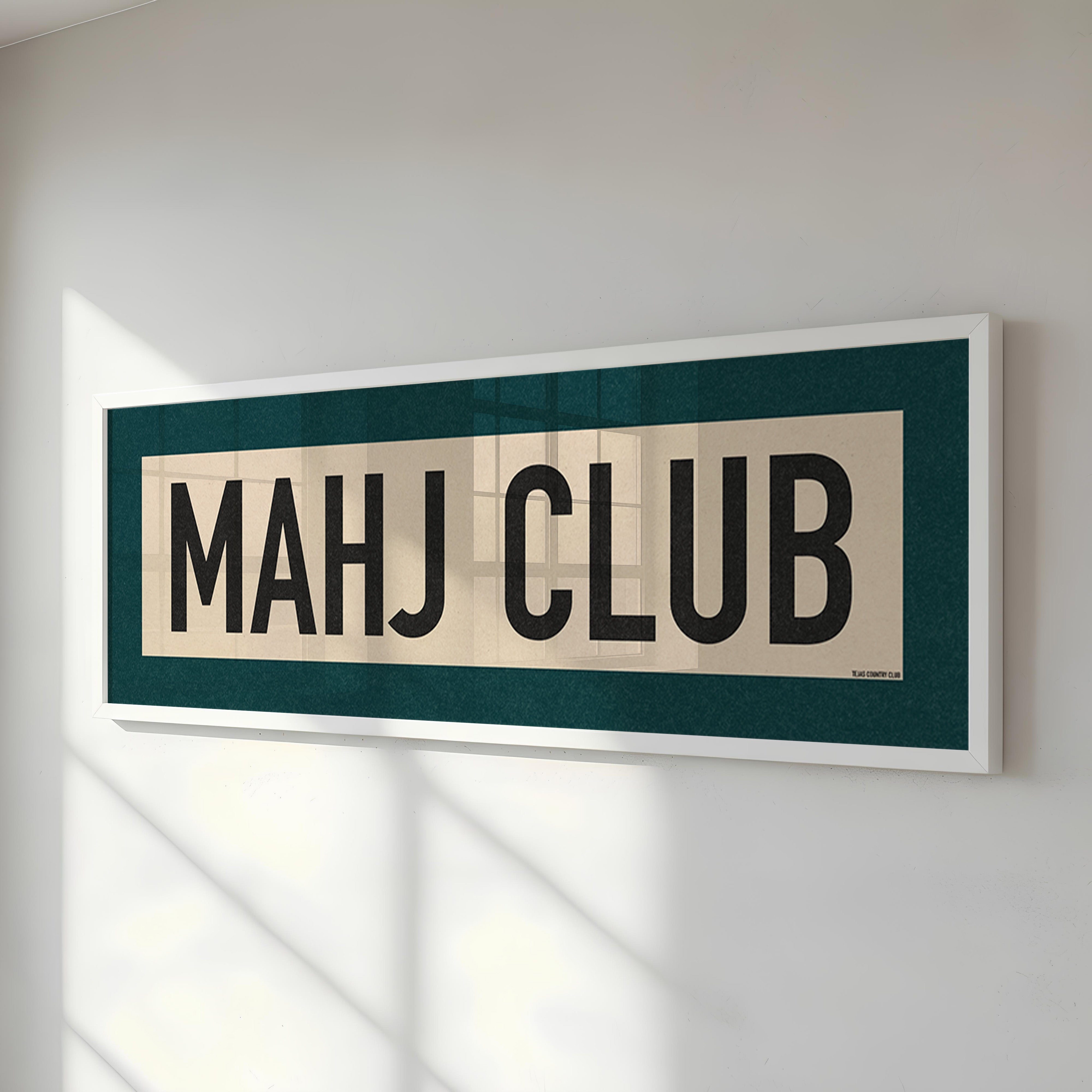 Framed Mahj Club Mahjong Art Scroll Sign - Tejas Country Club