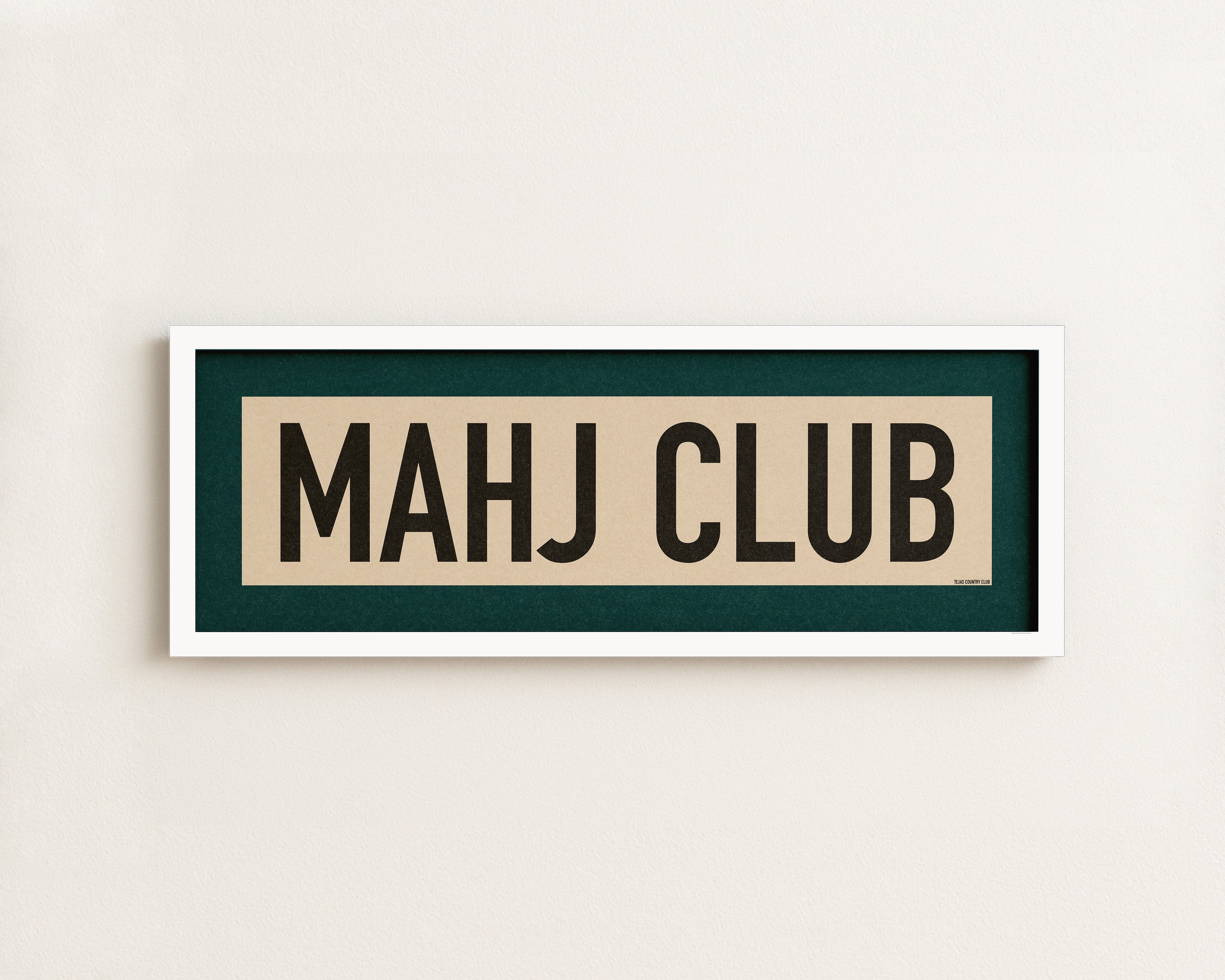 Framed Mahj Club Mahjong Art Scroll Sign - Tejas Country Club