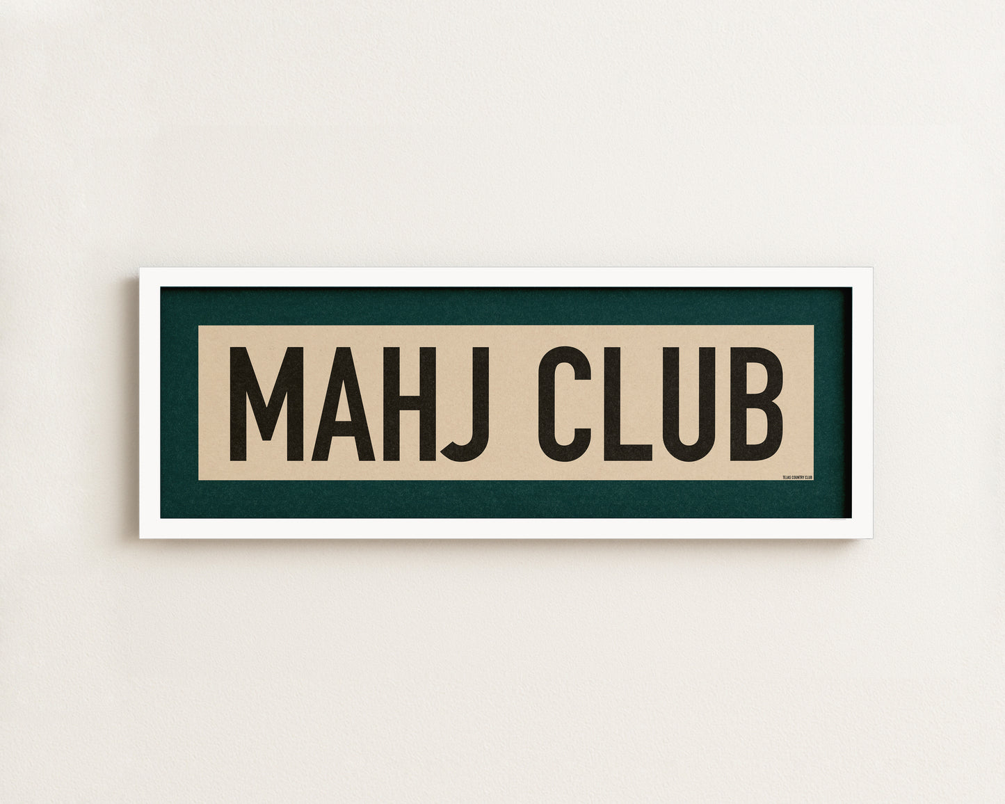 Framed Mahj Club Mahjong Art Scroll Sign