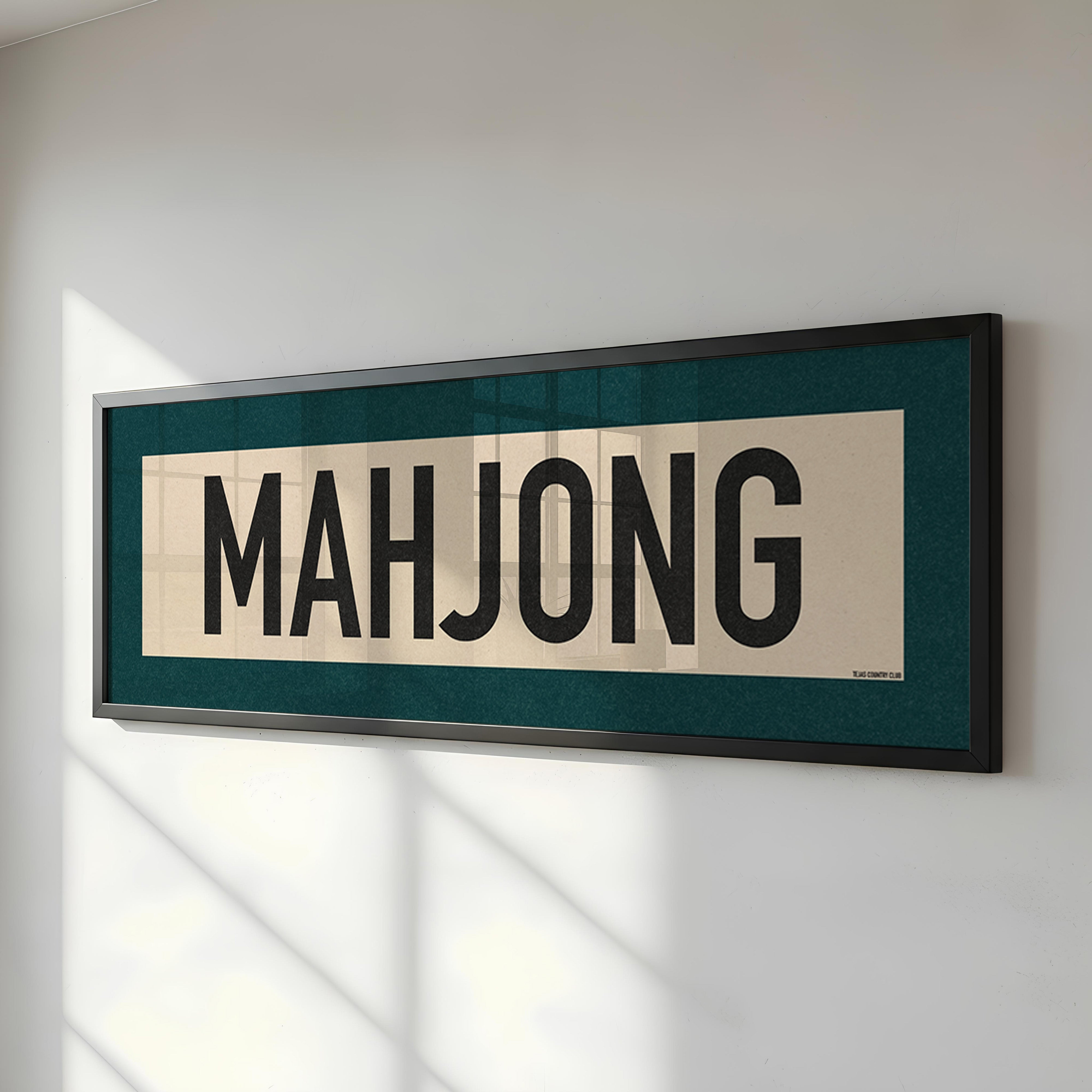Framed Mahjong Art Scroll Sign - Tejas Country Club