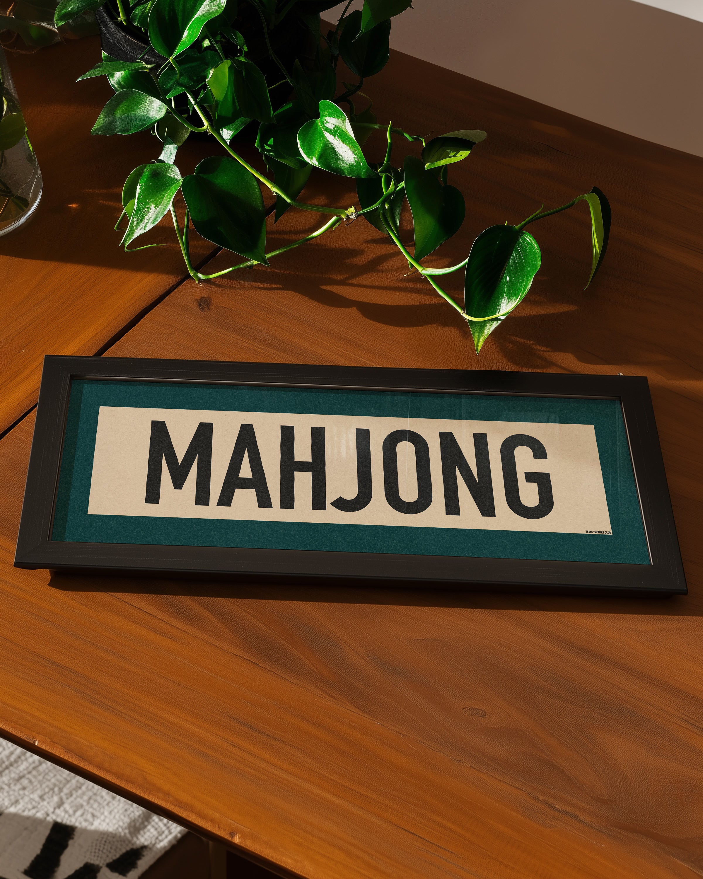 Framed Mahjong Art Scroll Sign - Tejas Country Club
