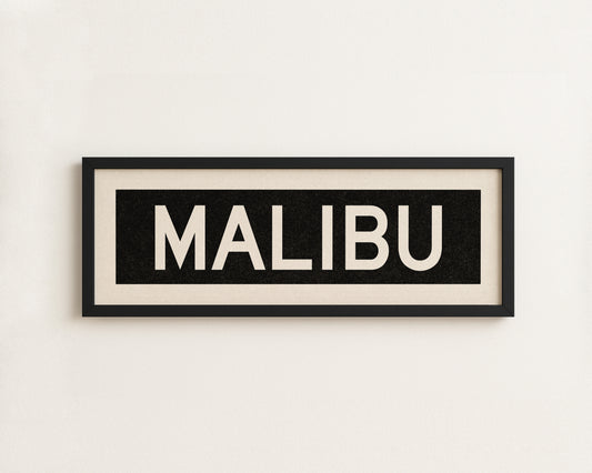 Framed Malibu California Bus Scroll