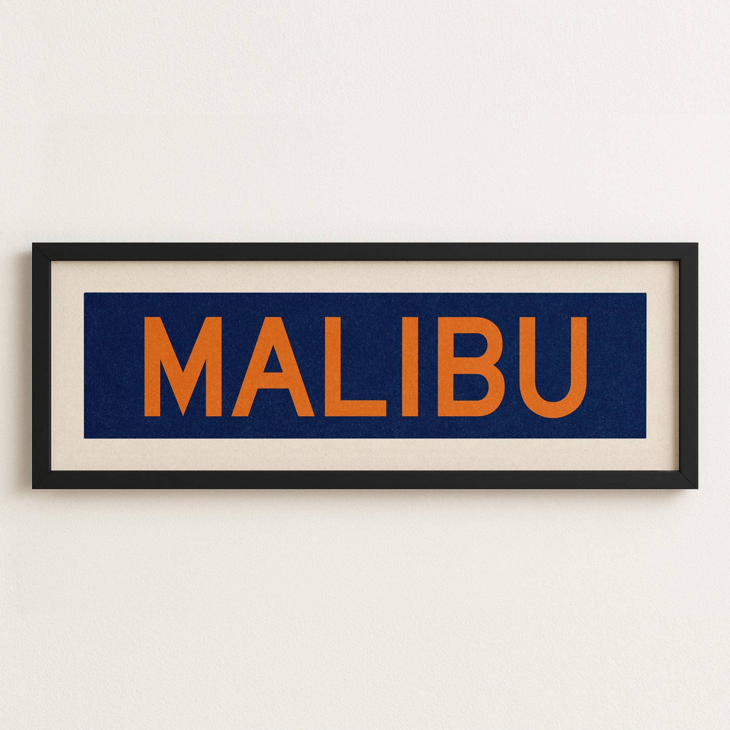 Framed Malibu Blue and Orange Bus Scroll