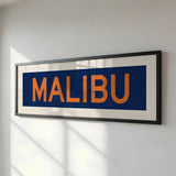 Framed Malibu Blue and Orange Bus Scroll