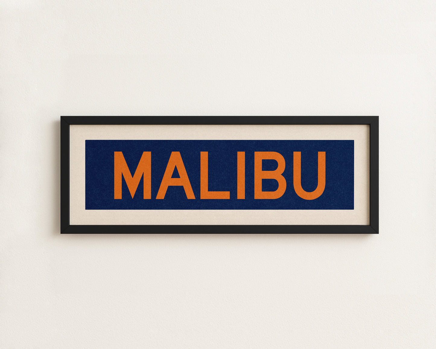 Framed Malibu Blue and Orange Bus Scroll