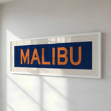 Framed Malibu Blue and Orange Bus Scroll
