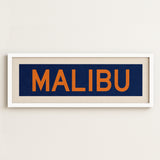 Framed Malibu Blue and Orange Bus Scroll