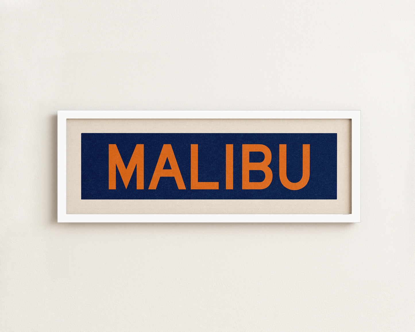 Framed Malibu Blue and Orange Bus Scroll
