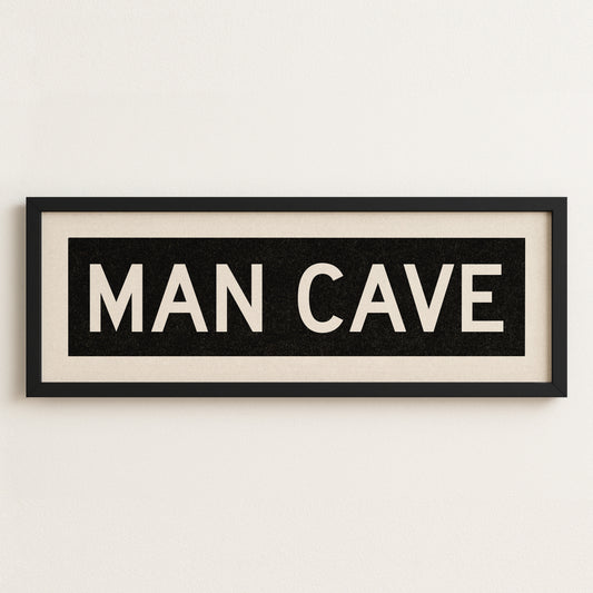Framed Man Cave Bus Scroll Sign - Tejas Country Club