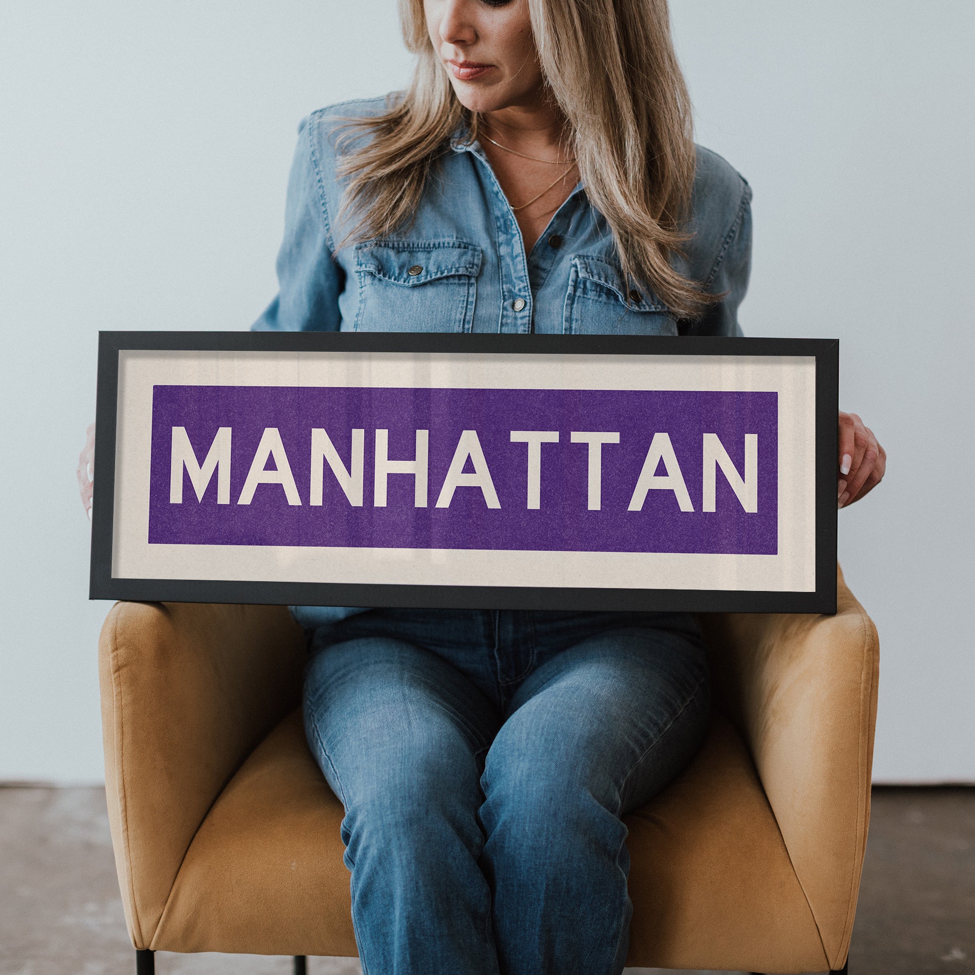 Framed Manhattan Purple Bus Scroll - Tejas Country Club