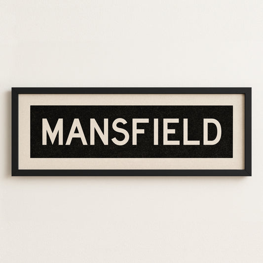 Framed Mansfield Bus Scroll Sign - Tejas Country Club