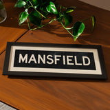 Framed Mansfield Bus Scroll Sign - Tejas Country Club