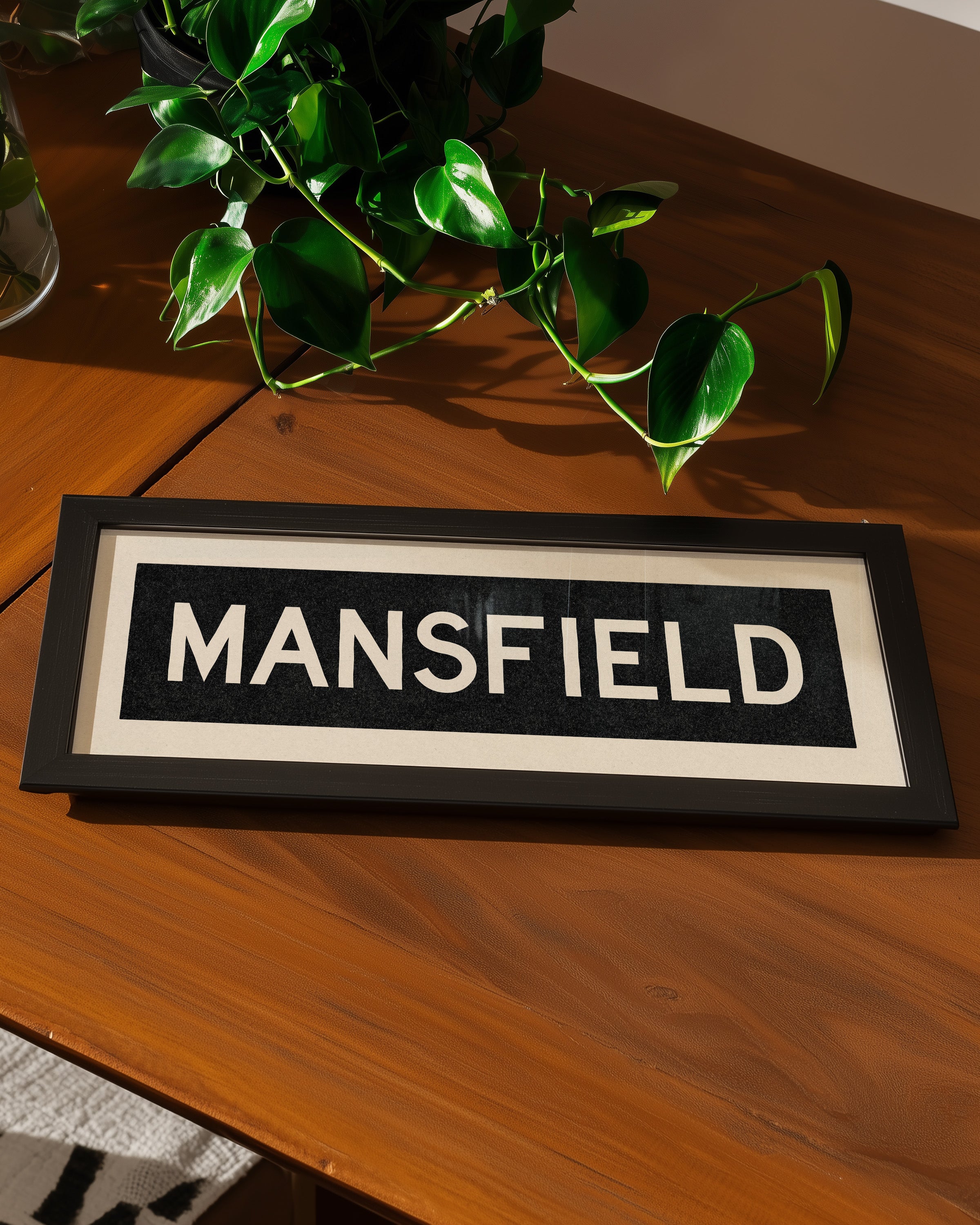 Framed Mansfield Bus Scroll Sign - Tejas Country Club