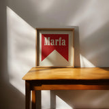 Marfa Texas Banner Typography Square Art Home Decor Print Poster - Tejas Country Club