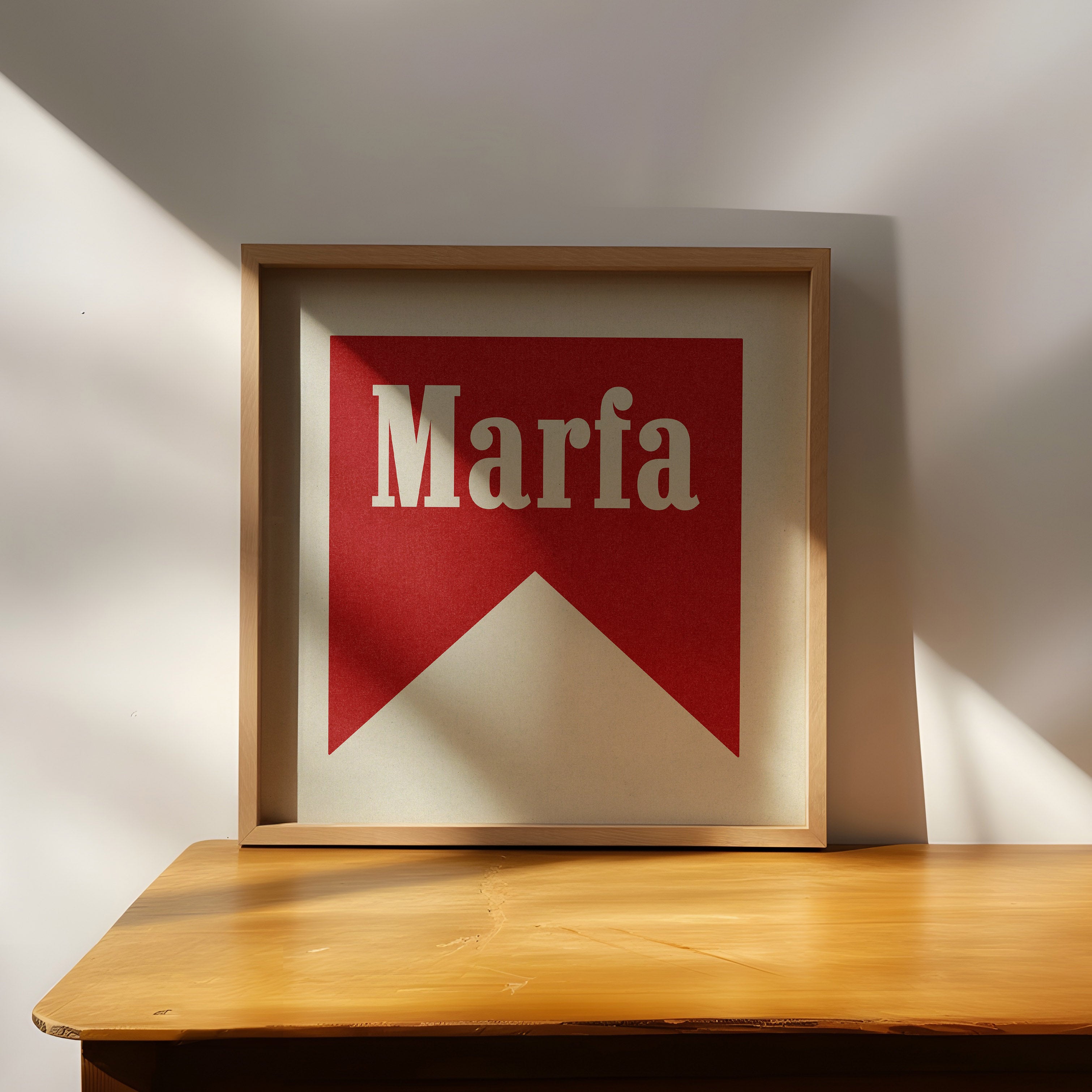 Marfa Texas Banner Typography Square Art Home Decor Print Poster - Tejas Country Club