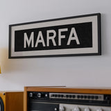 Framed Marfa Bus Scroll Sign